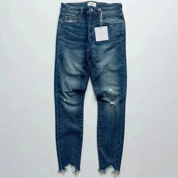 Pistola Audrey Mid Rise Distressed Skinny Crop Size 26 NWT - Picture 4 of 8